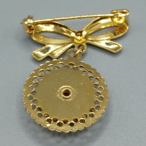 Red Star Roman Numeral Clock Face Clear Rhinestones Necklace Brooch/Pin - Picture 4 of 5